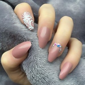 Rose Gloss Swirly Hand Painted False Nails